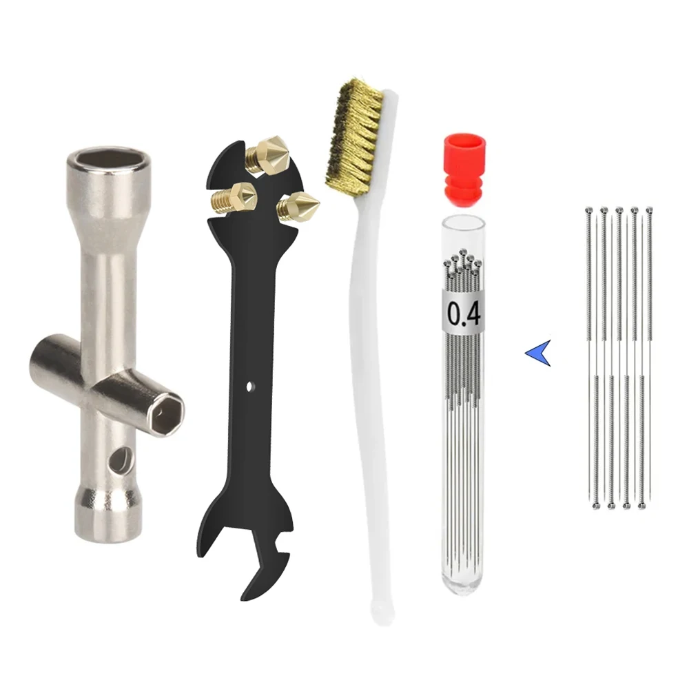 13 Stück 13 in 1 Schraubenschlüssel + Mini-Kreuzsteckdose + Düsenbürste + Reinigungsnadeln für Ender 3 E3D / MK8 3D-Drucker-Teile-Werkzeuge Image