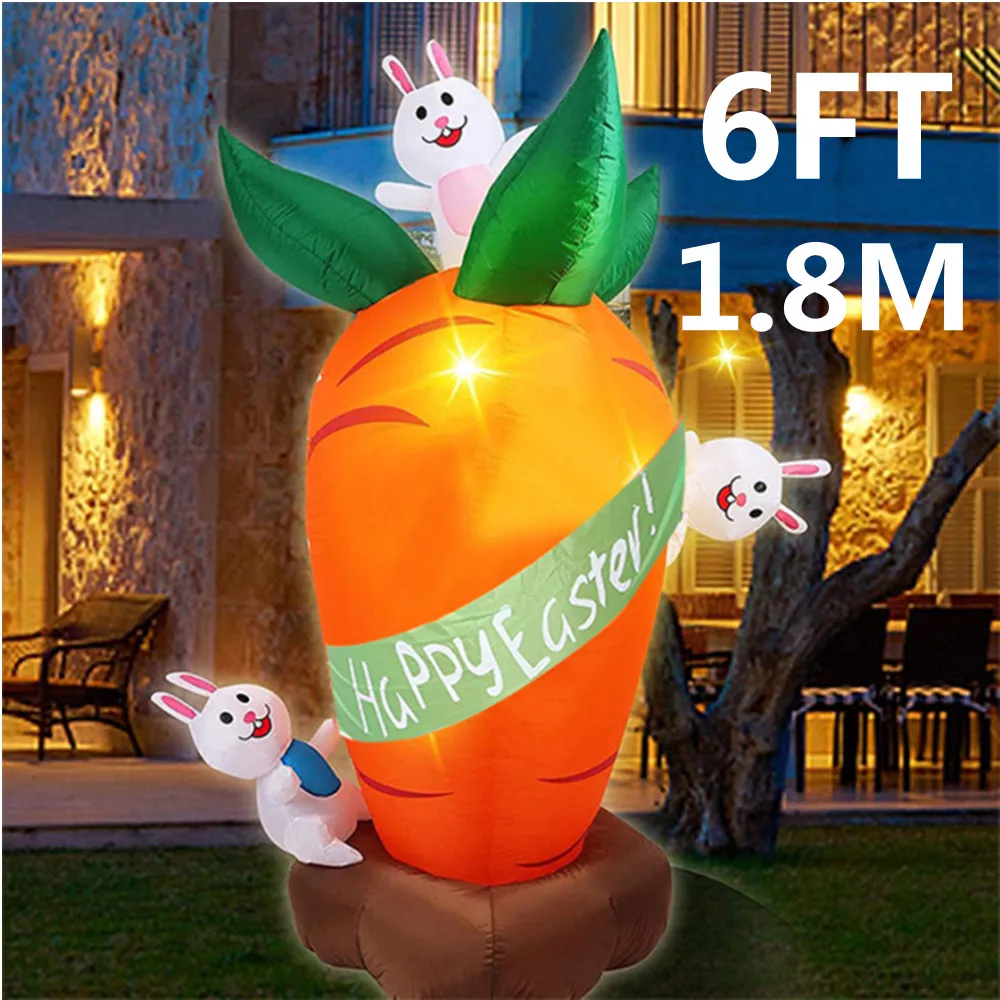 1,8 m aufblasbare Karotte Kaninchen Ostern Dekoration Outdoor Blowing-up Ostern Kaninchen integrierte LED-Leuchten Hase Ostern Party Ornament Image
