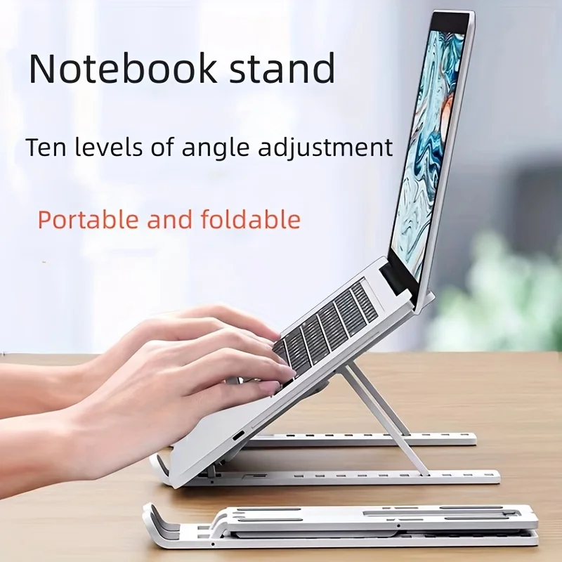 Reisefreundlich | Verstellbarer & Tragbarer Laptop-Ständer - Schlankes ABS-Material, 10-stufiger Klappbarer Notebook-Halter mit Kühlbasis Image