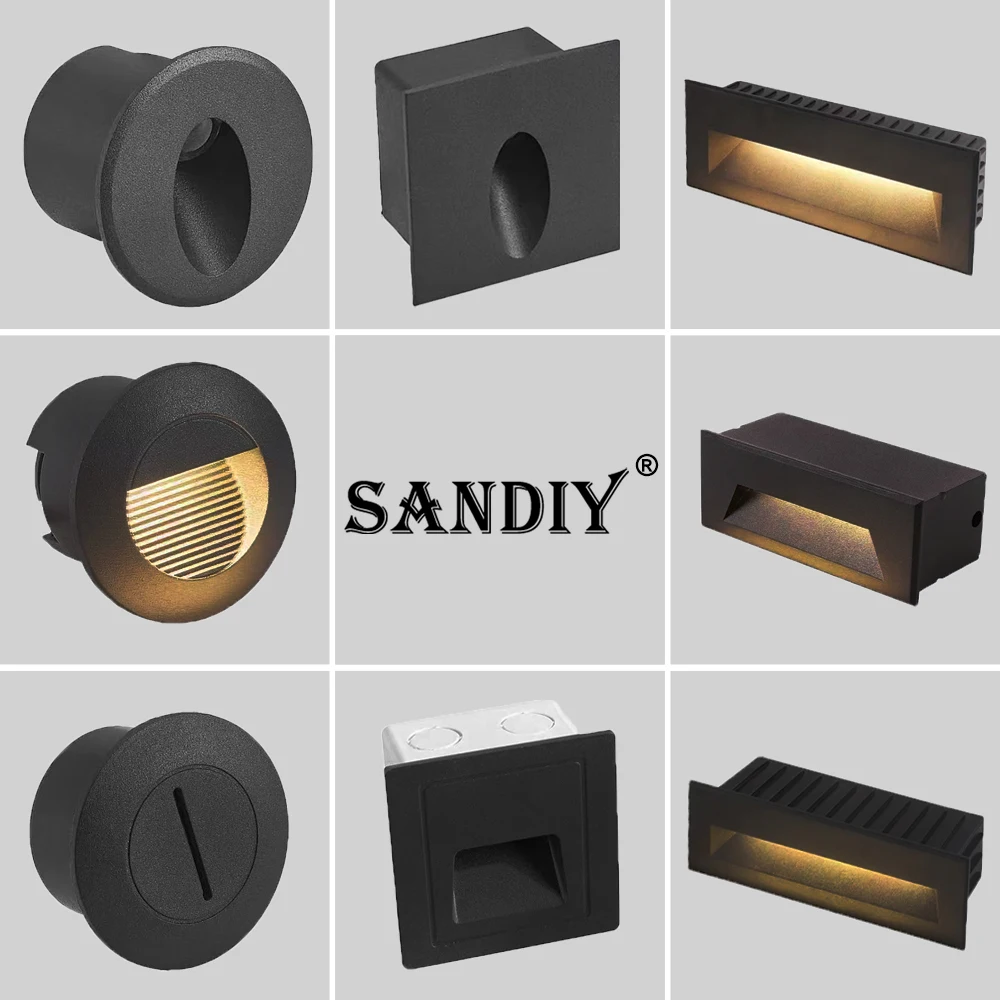 SANDIY Luminaires d'extérieur Luminaires encastrés pour escaliers Lampes murales d'extérieur 12v Lampes de clôture 220v 110v Veilleuses rondes pour balcon portail terrasse Luminaires 3W 6W 10W Jardin Cour Lampes de rue