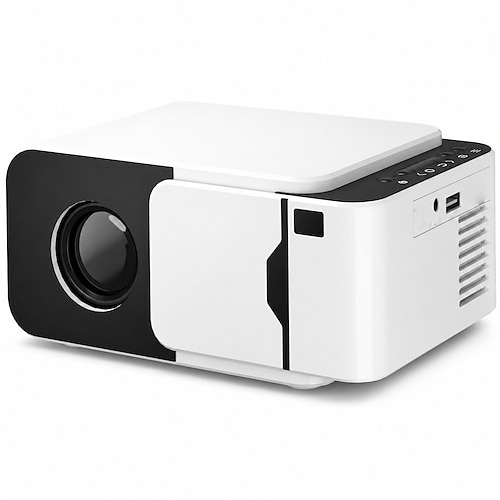 5G-WLAN-Bluetooth-Projektor, 4K-fähig, 1080p-Filmprojektor, 200-Zoll-Großbildprojektor für Heimkino, kompatibel mit Smartphone/iOS/Android/Laptop/Outdoor-Kino, weiß