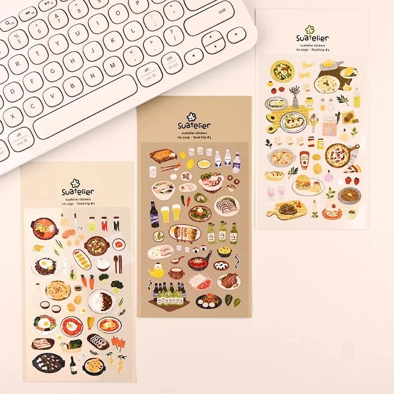 Koreanische Suatelier Food Trip Aufkleber Ästhetische Scrapbooking-Zubehör Junk Journal DIY Schneideaufkleber Hobby Tagebuch Dekoration Image