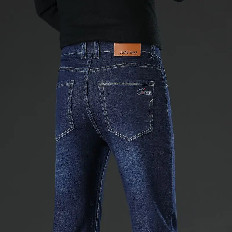 Neue Gerade Herren Mode Graue Schwarze Blaue Jeans Business Casual Slim Stretch Jeans Klassische Denim-Hosen Größe 30-40