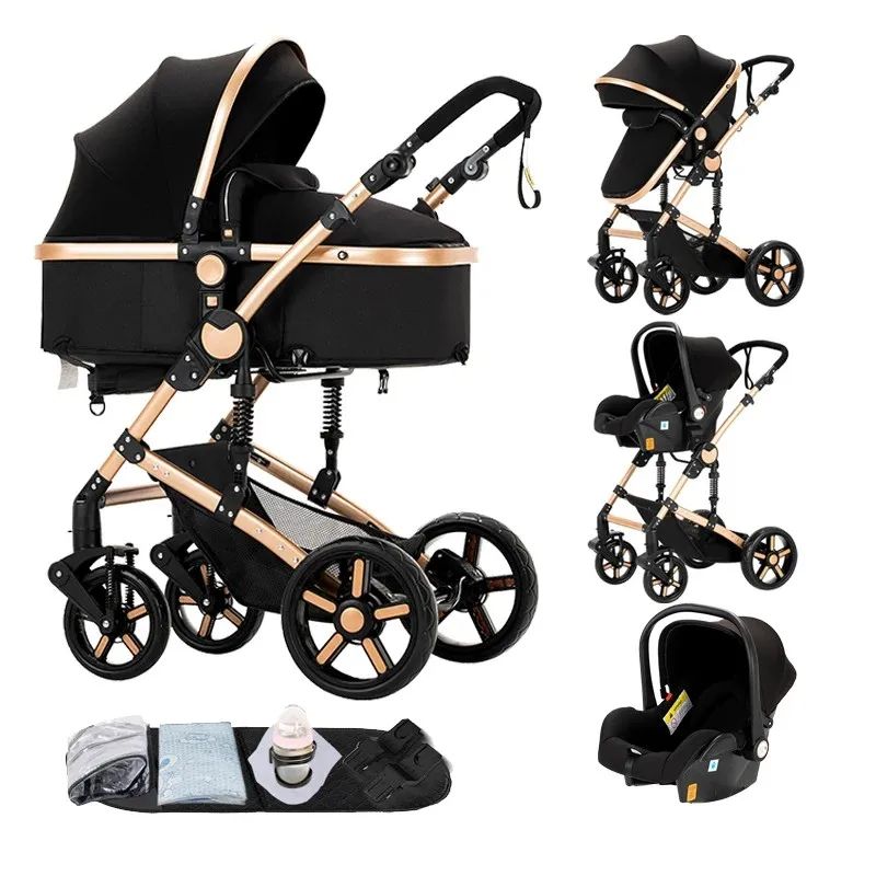 3-in-1-Kinderwagen mit Autositz, leichter Kinderwagen, hohe Landschaft, Kinderwagen, kompakte, zusammenklappbare Reise-Kinderwagen für Kleinkinder Image