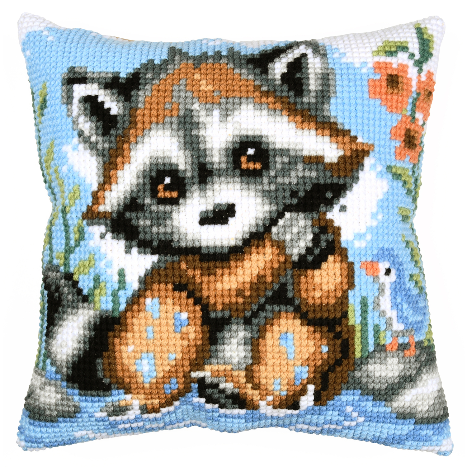 Kreuzstichkissen Waschbär
