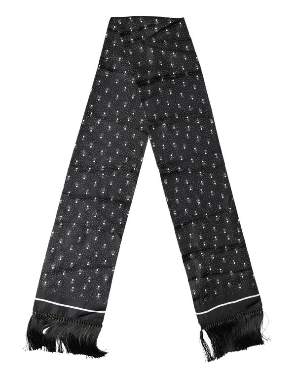 Silk Dotted Print Foulard 140Cm X 15Cm Scarf - Black - Dolce & Gabbana Scarves