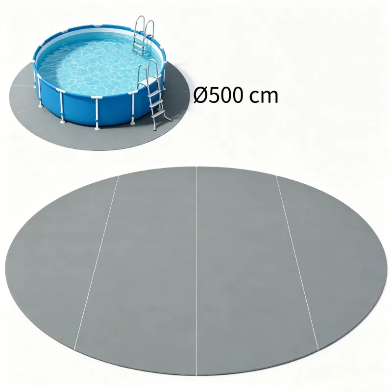 Toile de protection pour fond de piscine, couverture de piscine, tapis de piscine, gris clair, Ø500 cm, géotextile polyester, robuste, durable, protection du fond de piscine, pour piscines hors sol,