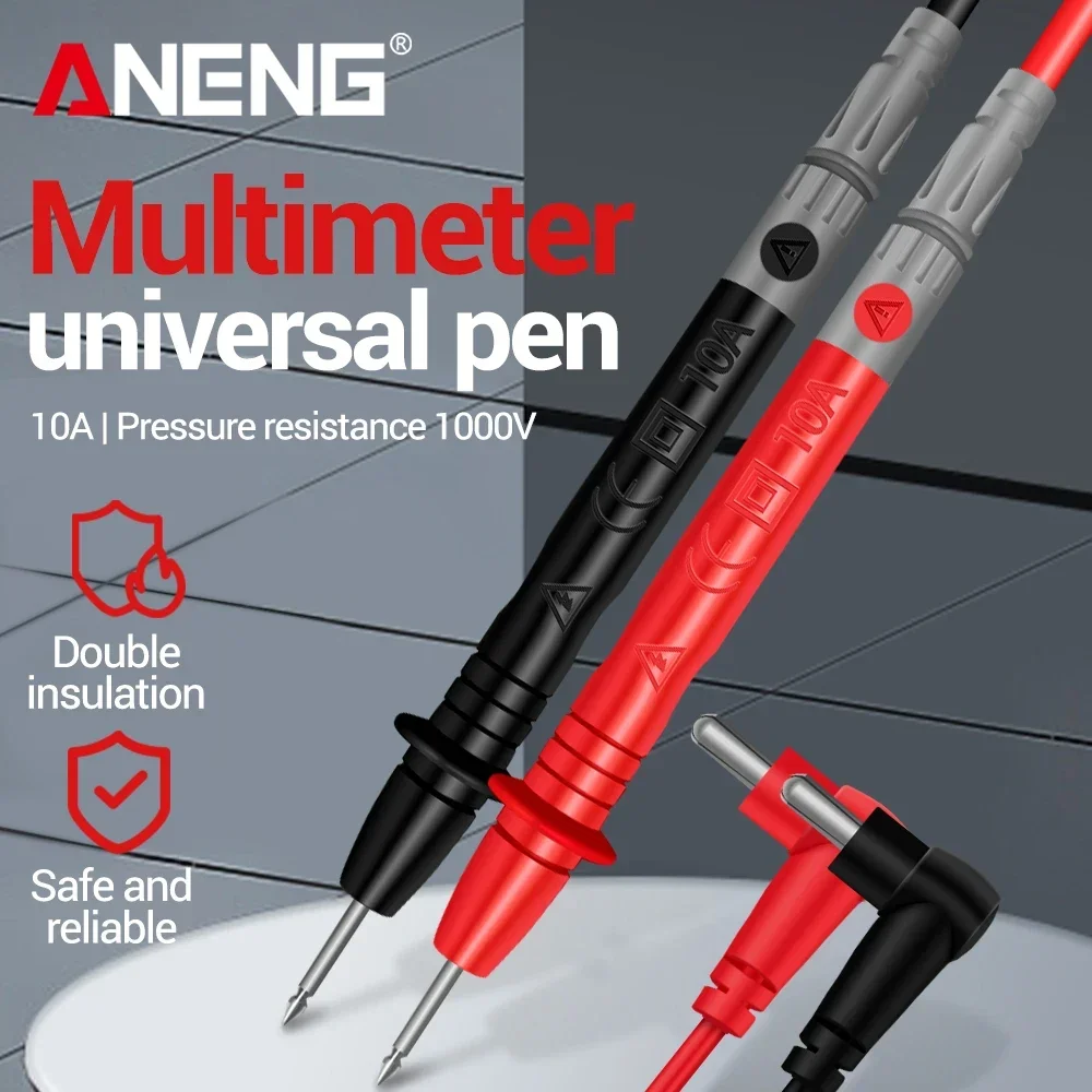 ANENG Universelles Multimeter-Ersatz-Testkabel 10A 1000V PVC-isolierte Edelstahl-Nadelsonden 83cm lange Testleitungen Image