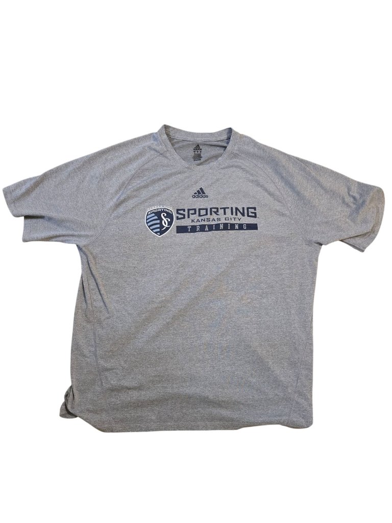Adidas Shirts | Adidas Sporting Kansas City Training Gray T-Shirt Mens 2xl Polyester Mls Soccer | Color: Gray | Size: 2xl