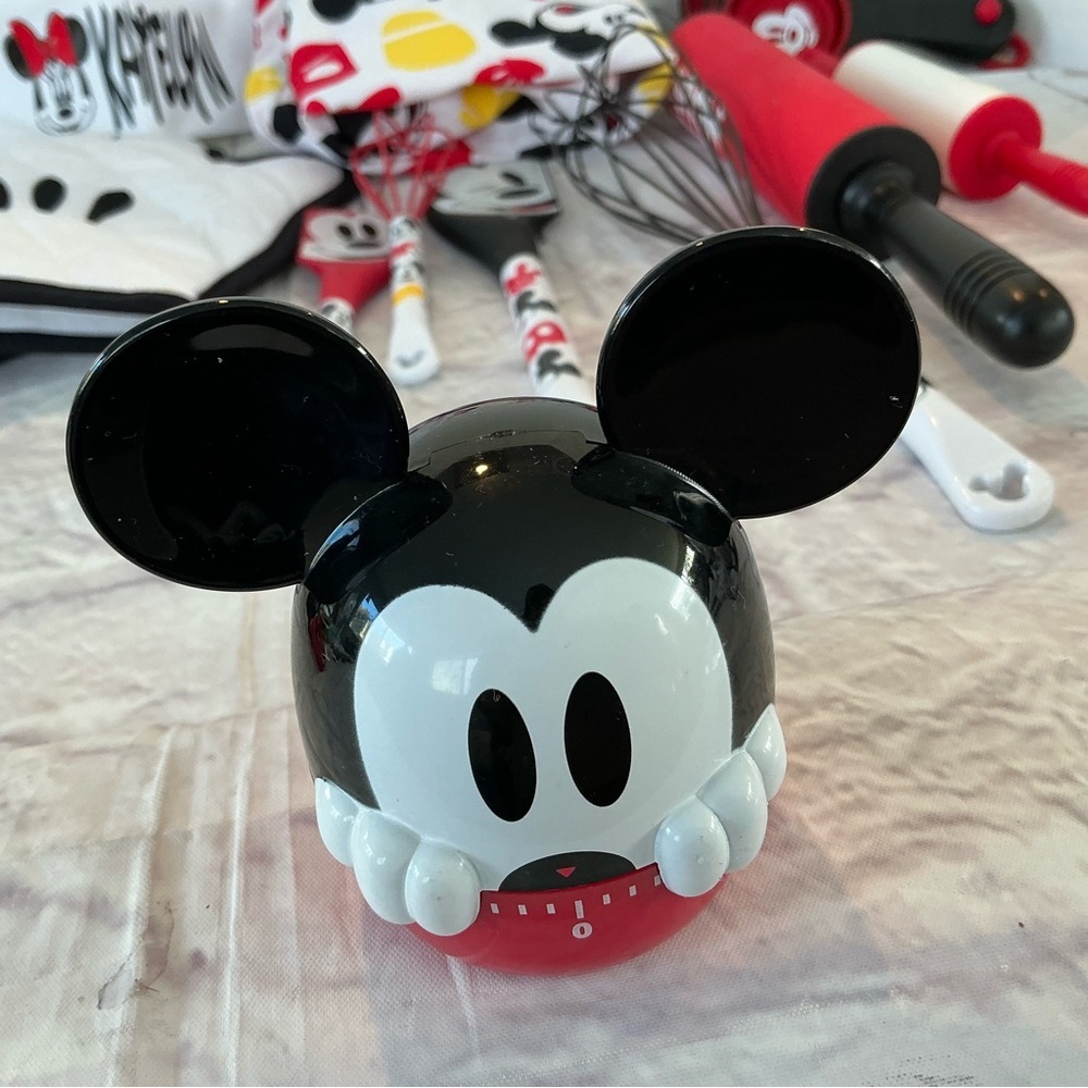 Disney Kitchen | Disney Mickey Mouse Kitchen Ware Collection Apron Timer Mittens Baking Cookies | Color: Black/White | Size: Os
