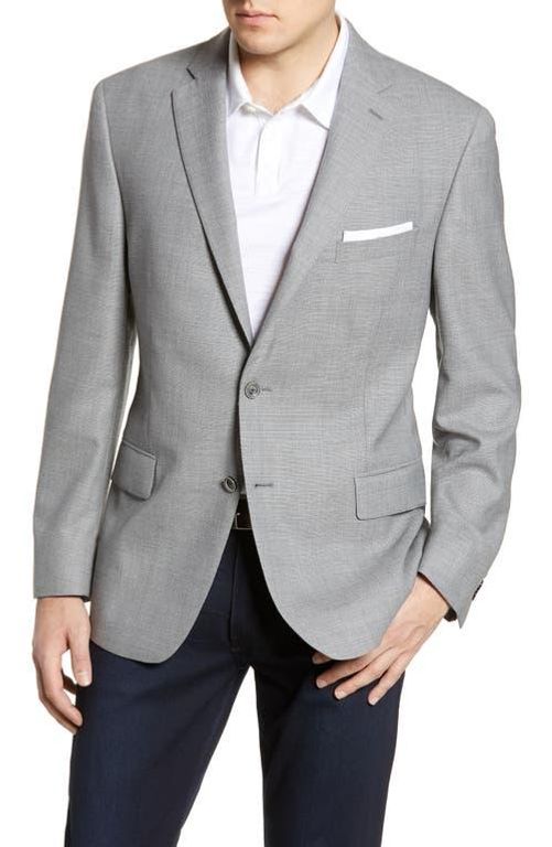 New York Fit Solid Wool Blazer - Gray - Hart Schaffner Marx Jackets