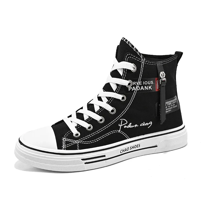 Canvas-Herrenschuhe, vielseitige Herbstschuhe, schwarze Skateboardschuhe, sportliche Stoffschuhe für Jugendliche, höhenvergrößernde, lässige, vielseitige Schuhe