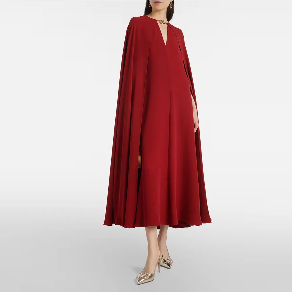 Modern Customized Women's Evening Gown A Line Tea Length Formal Wedding Party Dress O Neck Saudi Dress Sleeveless Prom Dress