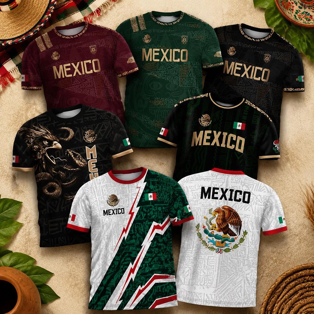 Maillot de football Mexique 2026 – Imprimé drapeau national – Tenue domicile et extérieur – Kit de supporter pour hommes et femmes