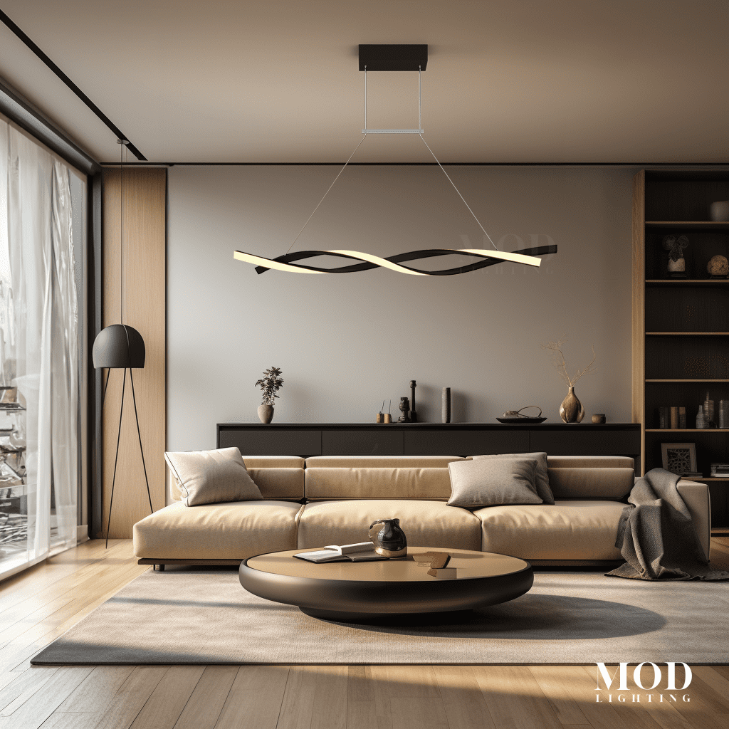 Wavey (Open Box Uk) | Minimalist Pedant Light | Matte Black / Medium / Warm White | MOD LIGHTING