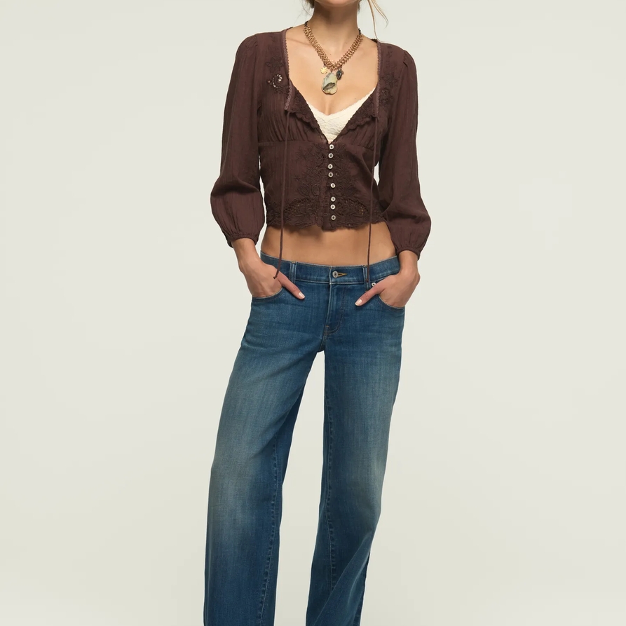 Lucky Brand Mid Rise Sweet Wide Leg - Women's Pants Denim Wide Leg Jeans in Something New Wash, Size 25 x 32