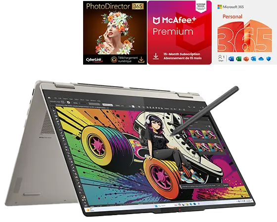 Lenovo Yoga 7 2-in-1 Copilot+ PC, Seashell - Laptop - Windows 11 Home - AMD Ryzen™ AI 5 340 - 1TB SSD - 16GB RAM - 16
