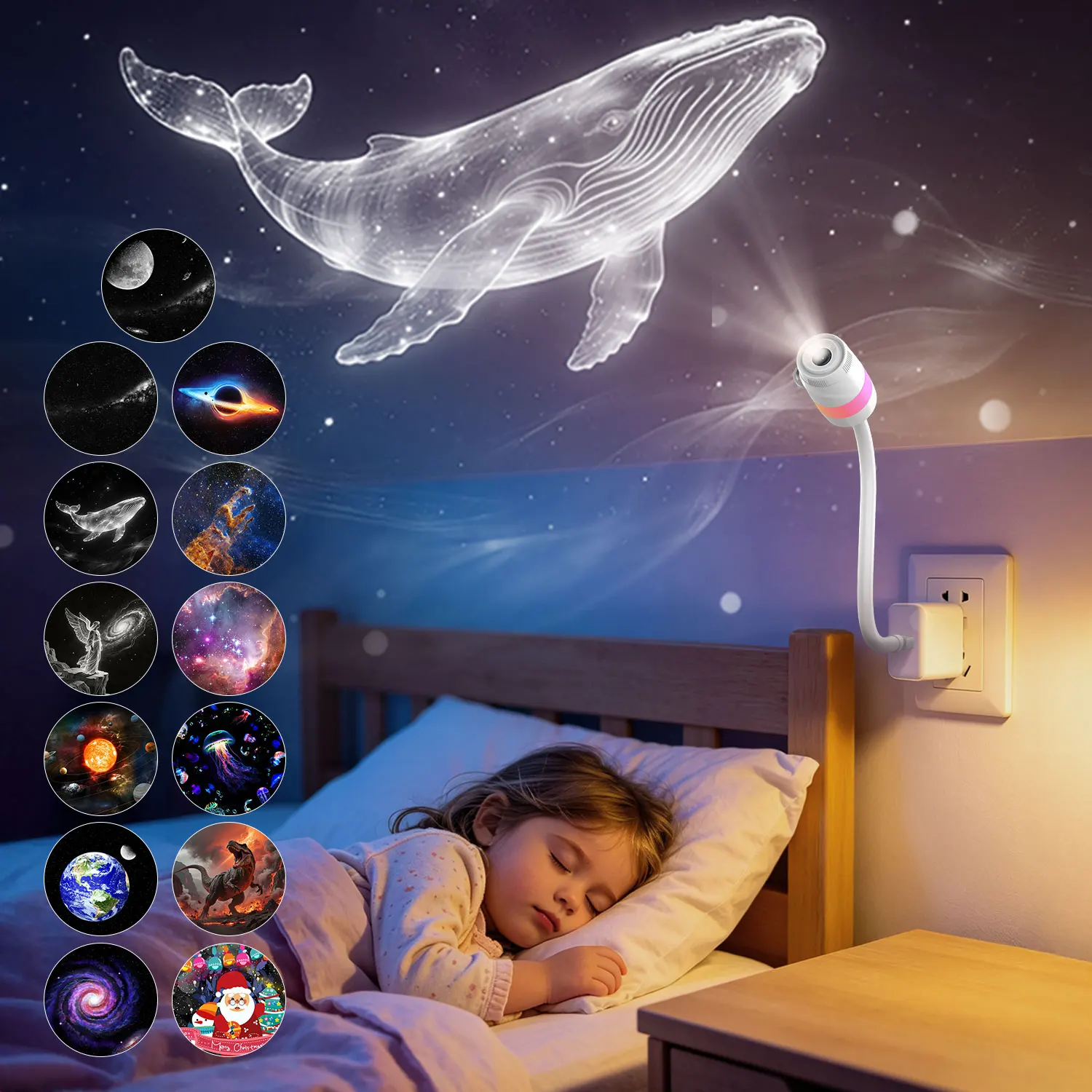 2-in-1 Mini Galaxie-Sternprojektor Nachtlicht Sternenhimmel-Projektionslampe Schlafzimmer Ambiente-Beleuchtung Heimdekoration Kindergeschenk