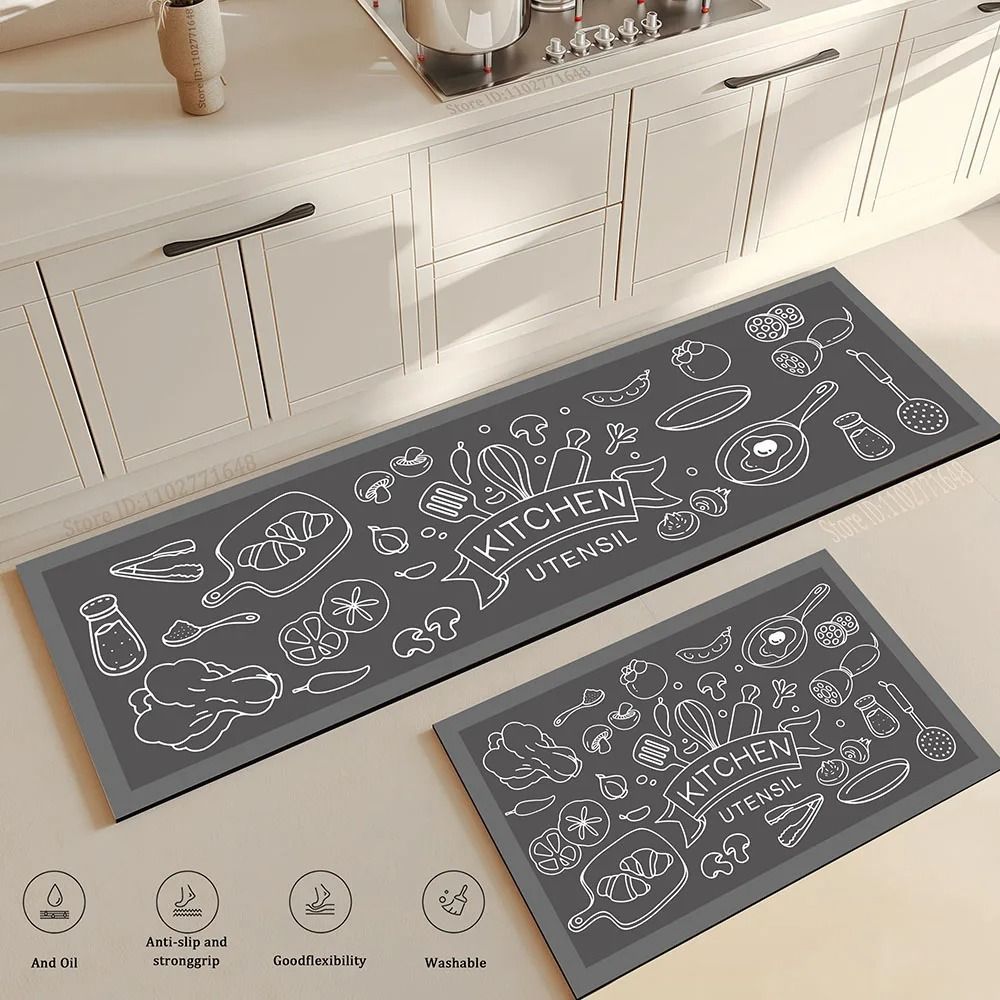 Luxury Anti Fatigue Kitchen Runner Mat Waterproof Kitchen Floor Mat With Non Slip Washable Design kitchen Sketch 1.31ft X 3.94ft (1pc)