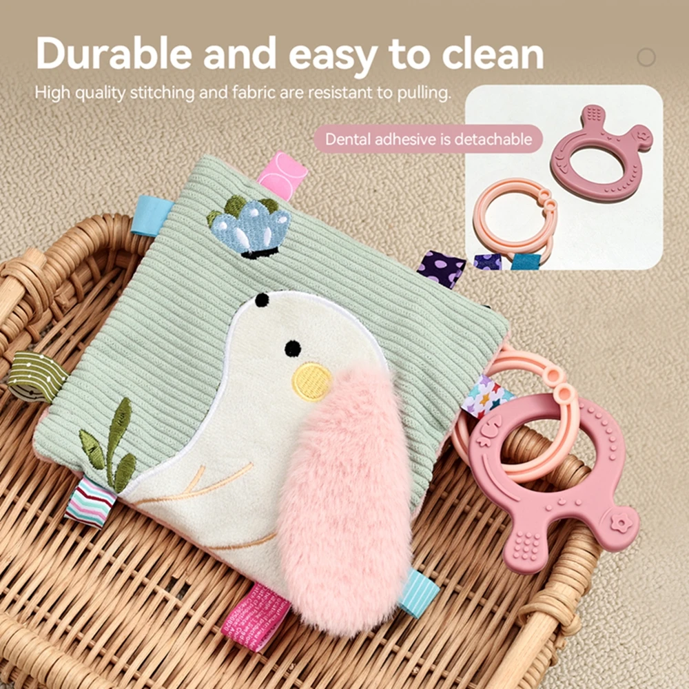 Baby Spielzeug Komfort Tuch Buch Montessori Pädagogisches Spielzeug Kaninchen Sensorischen Komfort Decke Plüsch Cartoon Kaninchen Buch Silikon Beißring