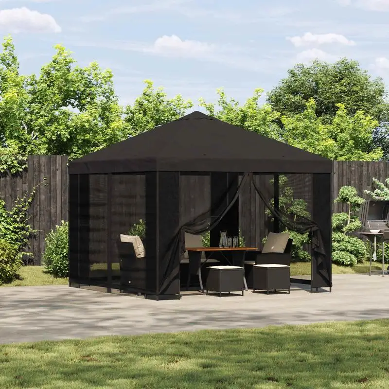 Abri de jardin avec parois 3 x 3 m Anthracite, résistant à la rouille et aux intempéries, pour ranger outils de jardin, équipement, engrais, articles divers, organisateur extérieur pour jardin.