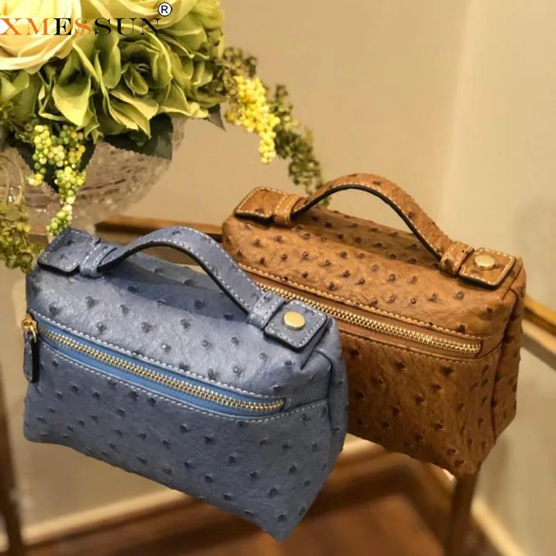 XMESSUN femmes nouveau sac de maquillage mode en relief motif d'autruche sac pochette en cuir PU pochette sac à main de créateur sac à la mode