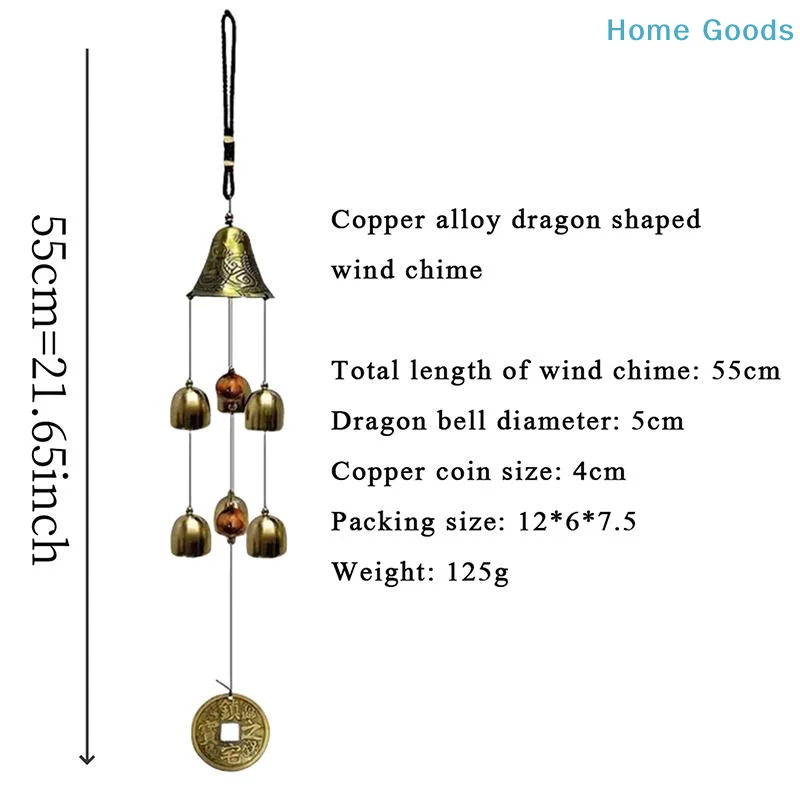 6 Copper Bells Outdoor Metal Wind Chimes - Decorative Hanging Ornament For Yard & Garden, Ideal For Home Outdoor Decoratiproduct