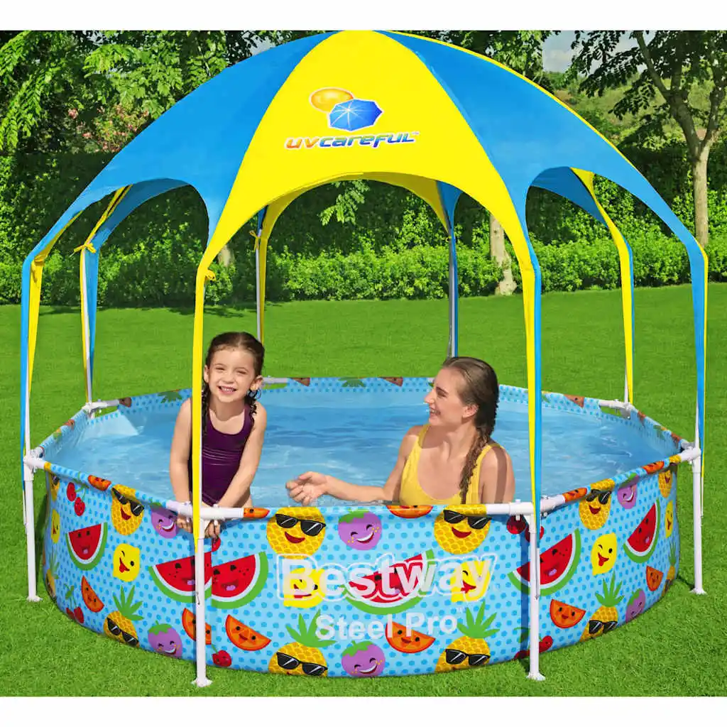 Piscine hors sol Steel Pro Careful pour piscine ronde de 244x51 cm, piscine de jardin, piscine à structure en acier, autoportante