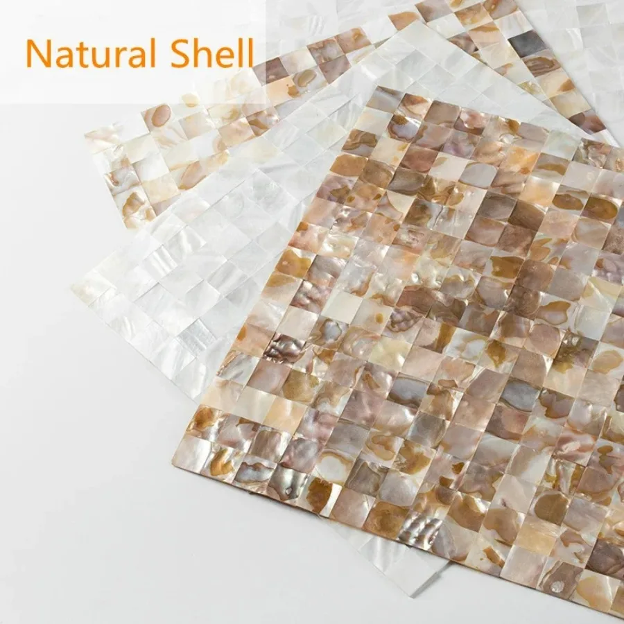 30 CM Natürliche Shell Mosaik Fliesen Aufkleber Blatt Mutter der Perle Tapete Fliesen für Innen Dekoration Bad Küche Wand Fliesen