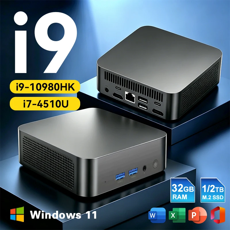 Windows 11 Pro Mini-PC Intel I9 10980HK I7 4510U Mini-Computer 16GB 32GB RAM 1TB SSD Gaming-PC WLAN 6 BT5.2 Mini-PC Desktop