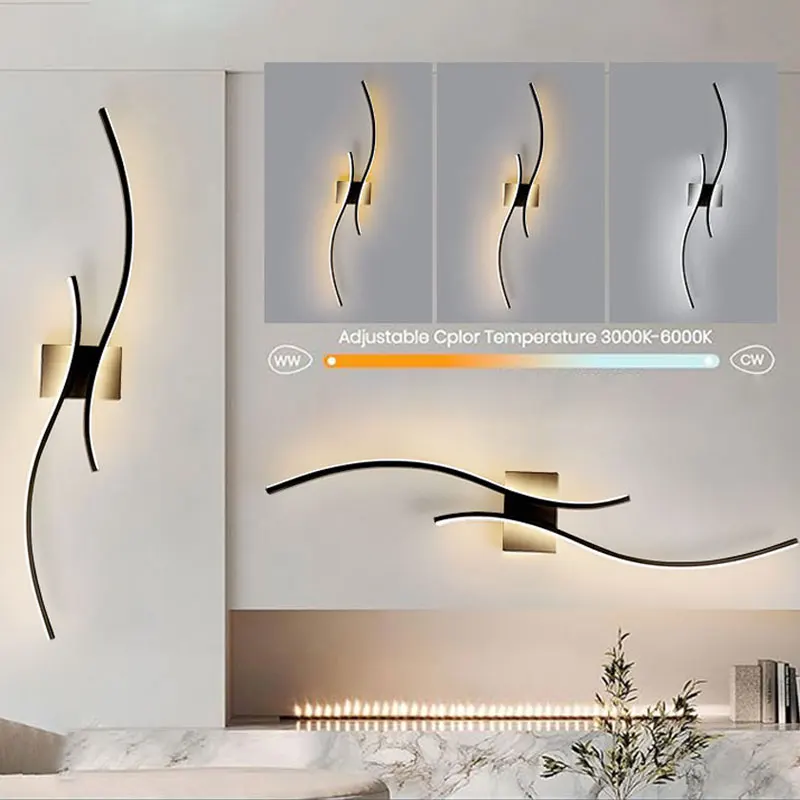 Moderne LED-Wandleuchten, Wandleuchte für Flur, Foyer, Hardwire, 60/80 cm, schwarze LED-Wandleuchten für Badezimmer, Wohnzimmer, AC85–265 V