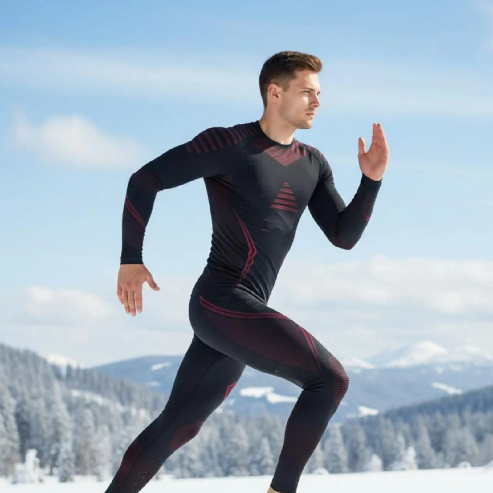 Ensemble de sous-vêtements de ski respirant pour homme, ensemble thermique à manches longues, chemise et pantalon thermiques, vêtements de sport légers, coutures plates