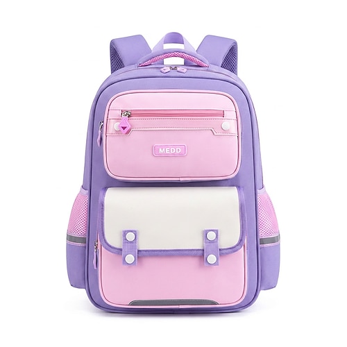 Zaino per bambini per il ritorno a scuola, zaino leggero in poliestere impermeabile multicolore, zaino scolastico di grande capacità con scomparti multipli per ragazzi e ragazze, scuola elementare,
