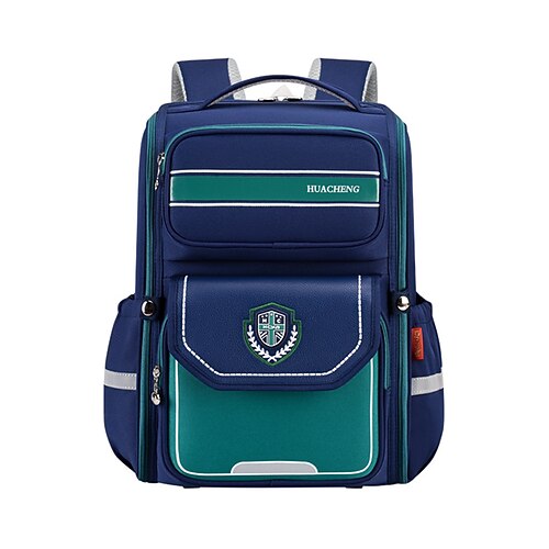Zaino per bambini e bambine per il ritorno a scuola, in poliestere impermeabile, multicolore, taglie grande/piccola, grande capacità, con scomparti multipli, strisce riflettenti per scuola, viaggi e