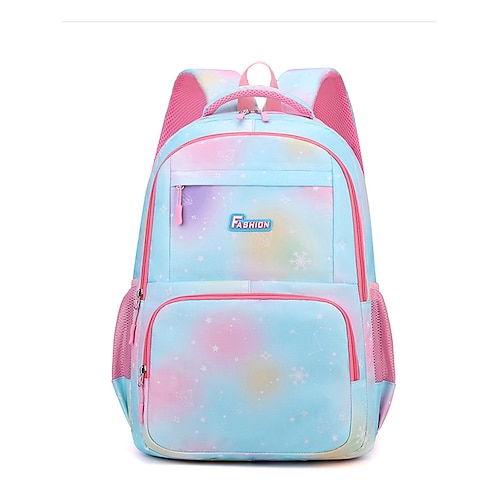 Zaino per ragazze per il ritorno a scuola, borsa in poliestere impermeabile con stampa galassia multicolore, borsa scolastica leggera e capiente con scomparti multipli per la scuola elementare, viaggi