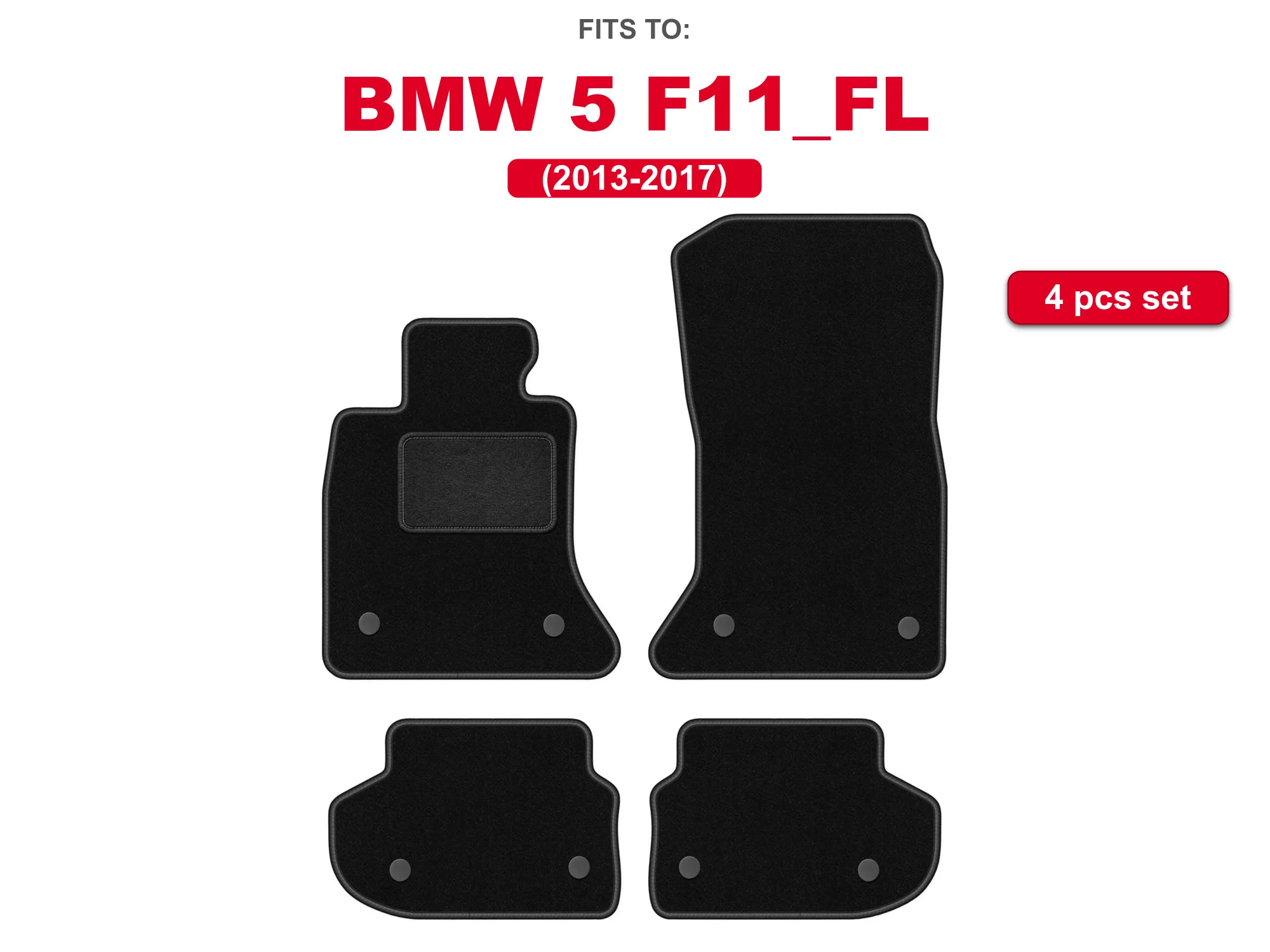 Tapis en velours pour BMW 5 F11_FL 2013-2017, ensemble de tapis de voiture assortis pour break noir