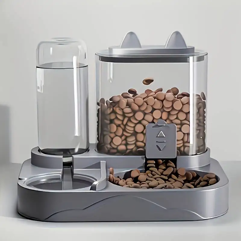 Distributeur automatique de nourriture pour chat avec distributeur d'eau, bol de nourriture et d'eau par gravité pour chats d'intérieur, distributeur de nourriture 2 en 1 pour animaux de compagnie