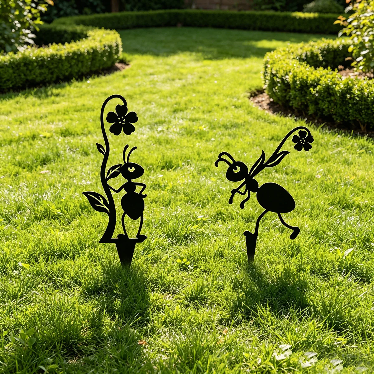 1 piquet décoratif de jardin en fer, décoration extérieure en métal en forme de fourmi, thème animal, art de jardin, décoration de jardin, aucune électricité requise