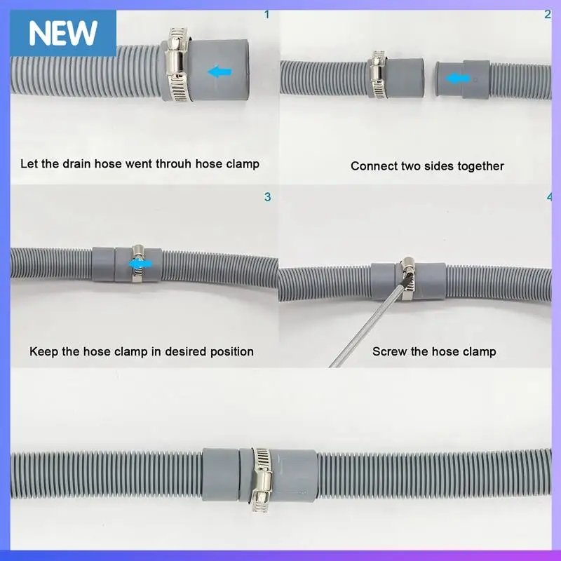 A60P 2X Washing Machine Hose Drain Hose Washing Machine 2.5M Drain Hose Extension For Washing Machines Dishwashers Dryers