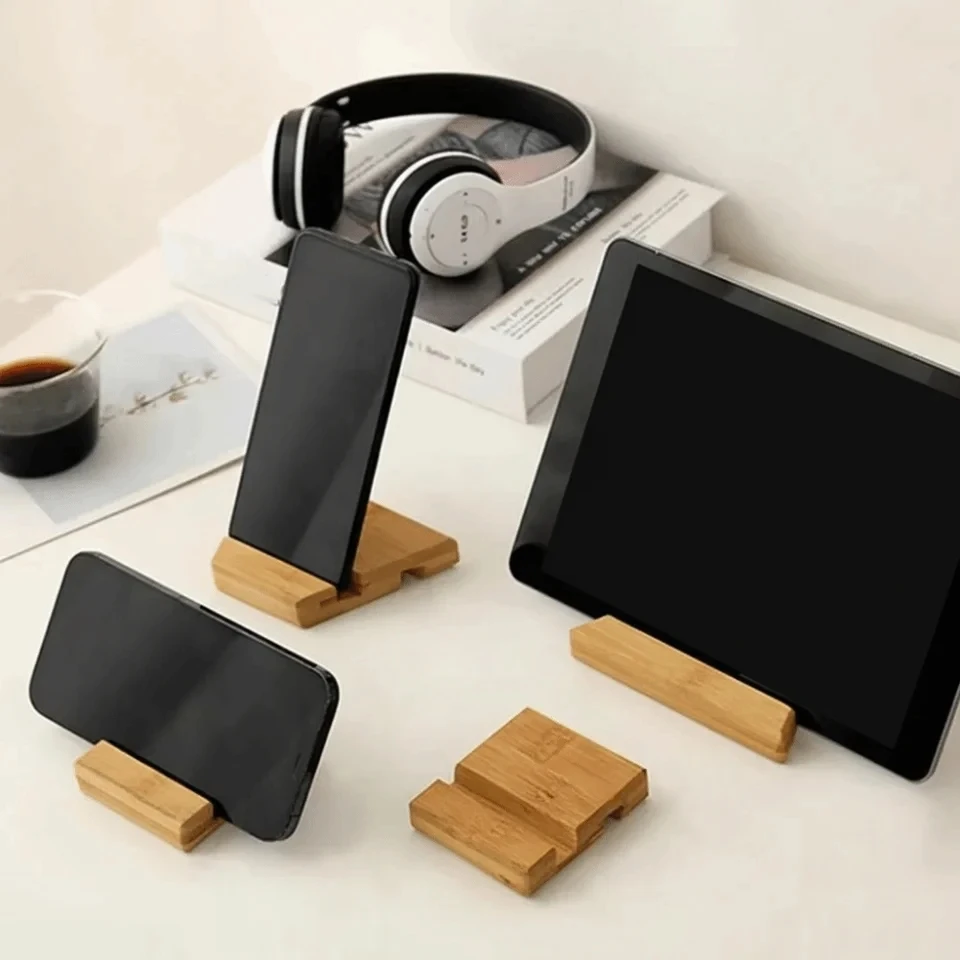 Eco Friendly Bamboo Desktop Phone Holder Wooden Smartphone Charging Stand Creative Lazy Multifunctional for All Smartphones