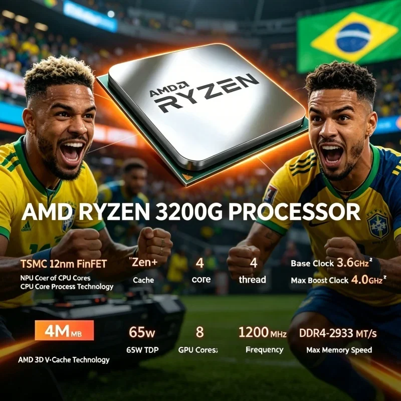 Processeur de jeu AMD le plus vendu, Ryzen 3 3200G R3 3200G, Quad-Core 4-Thread 3.6GHz 65W AM4, avec carte graphique intégrée Radeon Vega 8