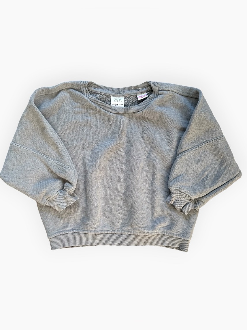 Zara Shirts & Tops | Zara Kids Gray Garment Dyed Oversized Sweatshirt Faded Crewneck Pullover 2-3t | Color: Gray | Size: 3tb