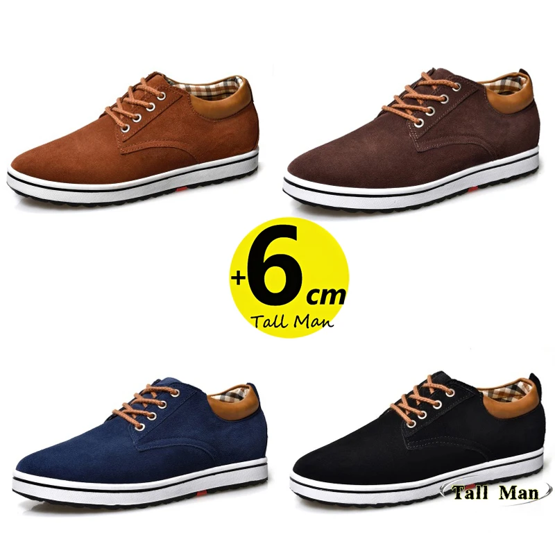 Booster Schuhe Lift Männer Aufzug Turnschuhe Höhe Erhöhen Einlegesohle 6CM Sport Schwarz Blau Braun