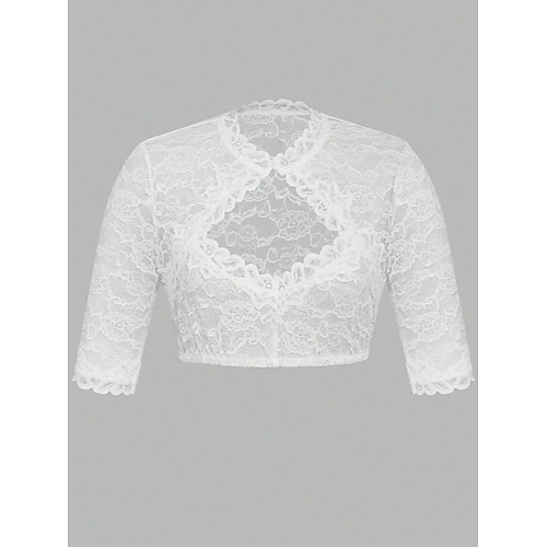 Oktoberfest Blouse Dirndl Dentelle Pur Col montant Encolure en trou de serrure Manches mi-longues Femme de ménage Bavarois Alpin Patrimoine Prairies Femmes Carnaval Fête de la Bière Tissu de style