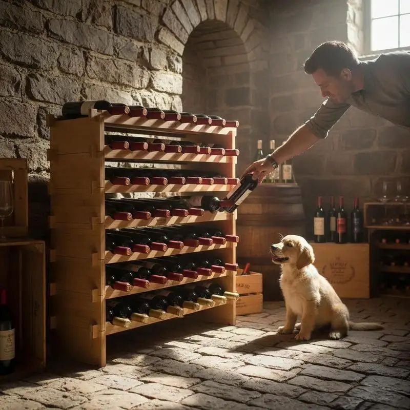 Casier à vin pour 48 bouteilles, casier à bouteilles en bambou avec 6 compartiments, casier à vin vintage en métal empilable pour cave, bar, entrepôt, etc. Porte-bouteilles, casier à vin, capacité de charge de 60 kg