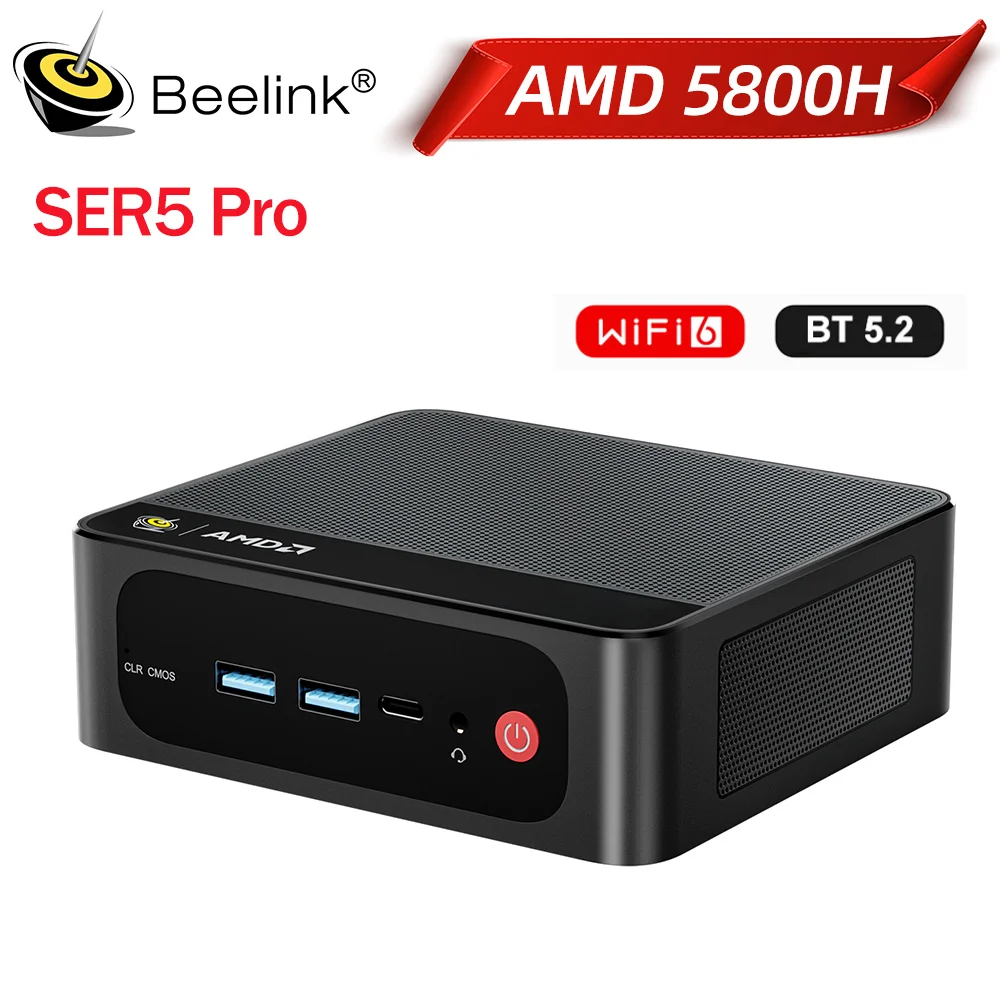 Beelink SER5 Pro AMD Ryzen7 5800H/5850U/ Ryzen5 5625U Mini PC 16GB RAM 500GB NVME SSD Windows 11 4K HD Desktop Gaming Computer