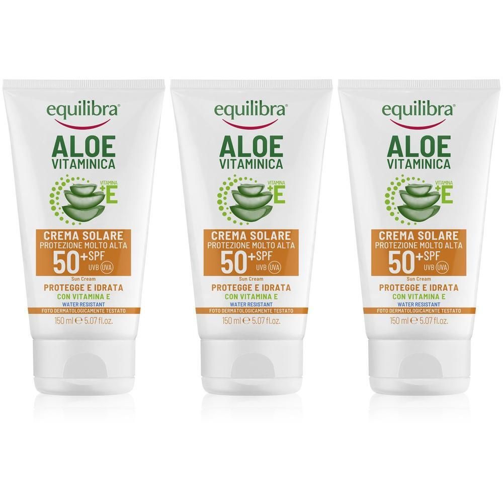 Equilibra Aloe Vitaminica Crema Solare Viso SPF50+ 3x150 ml