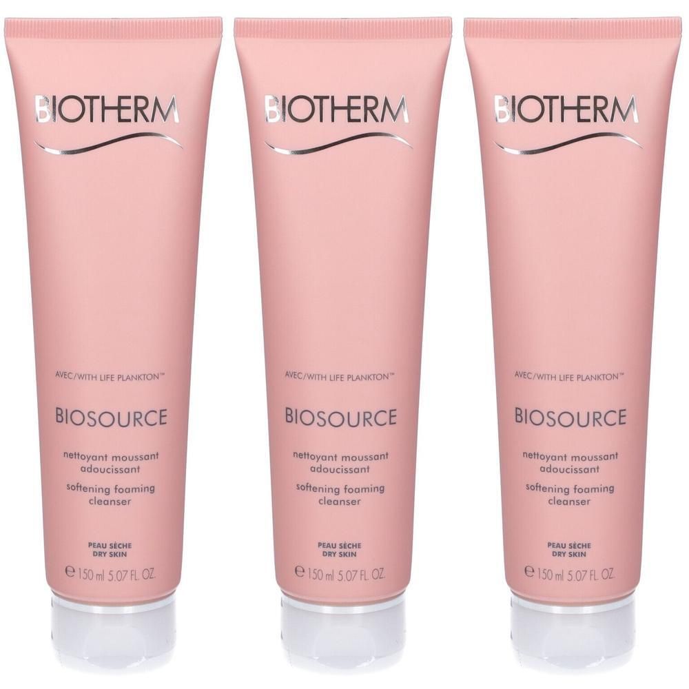 BIOTHERM Biosource Mousse Detergente Addolcente per Pelle Secca 3x150
