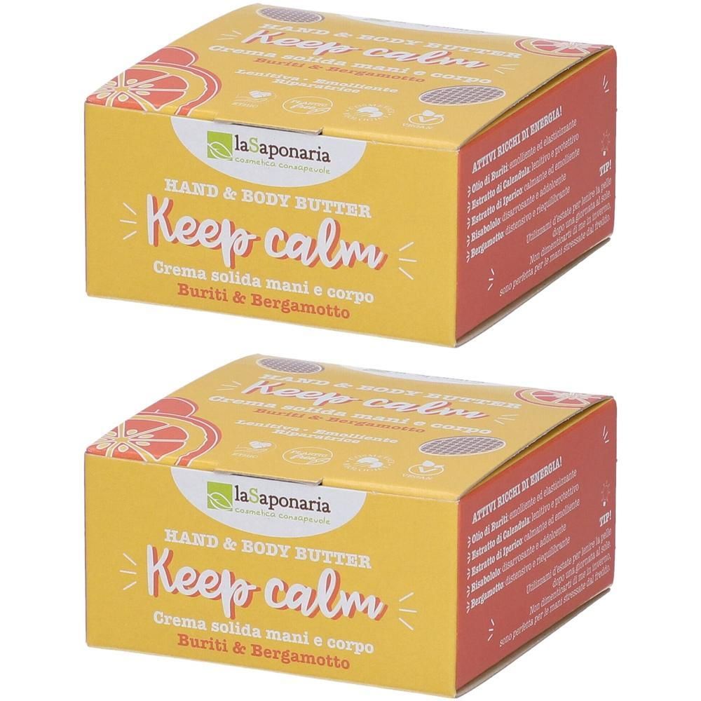 La Saponaria Crema Solida Mani e Corpo KEEP CALM 2x80 g