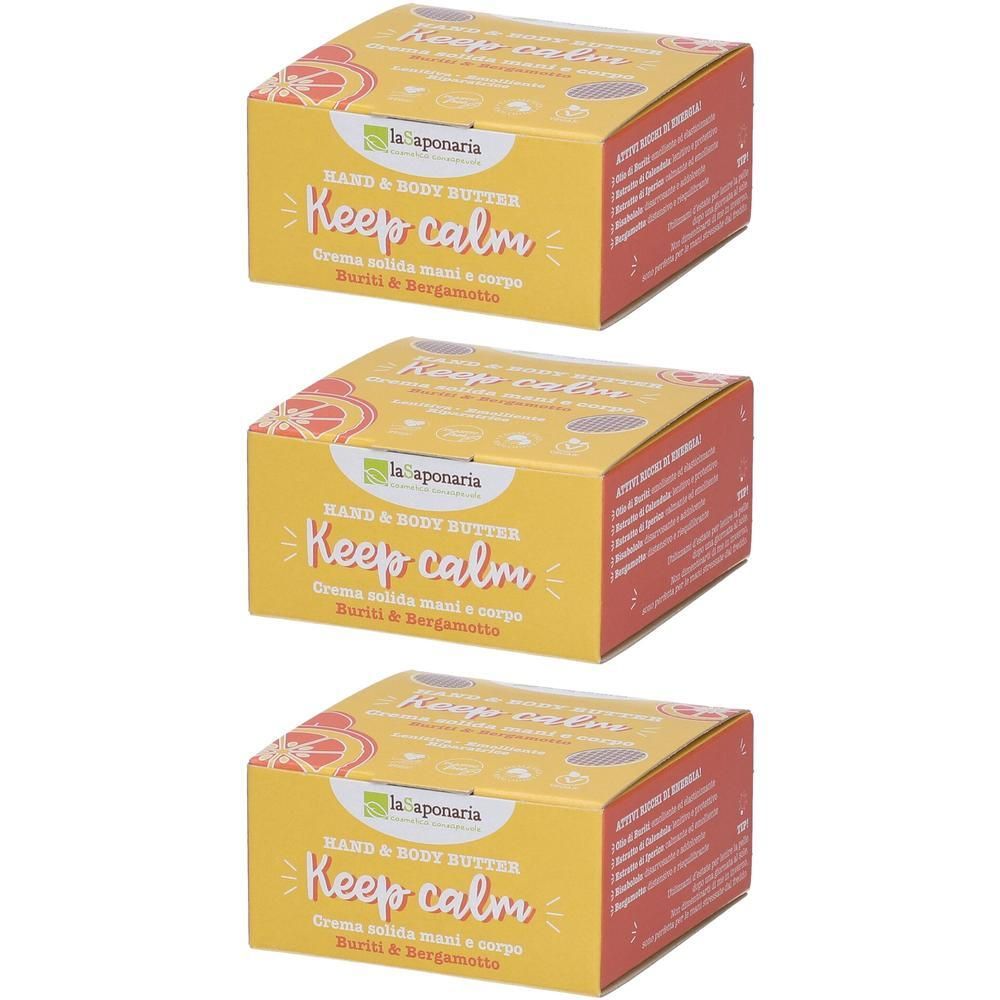 La Saponaria Crema Solida Mani e Corpo KEEP CALM 3x80 g